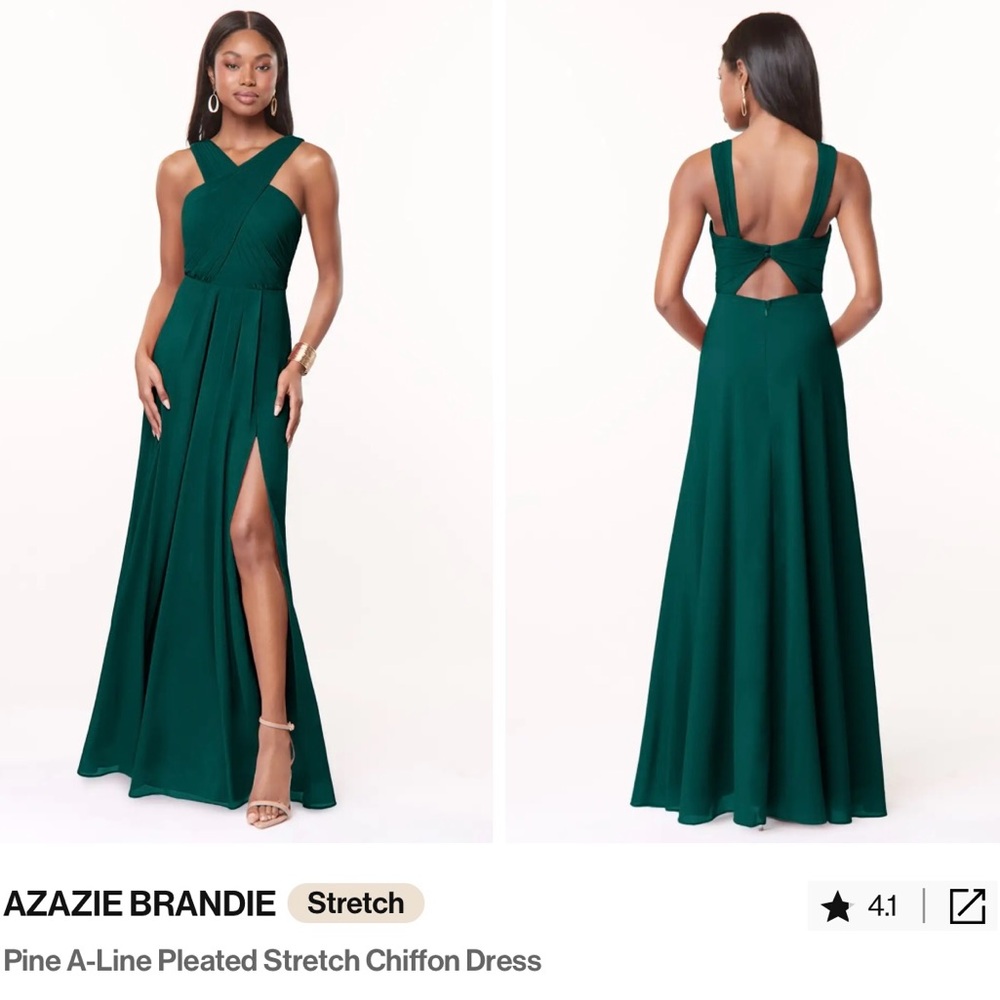 Azazie Brandie Green Chiffon Dress